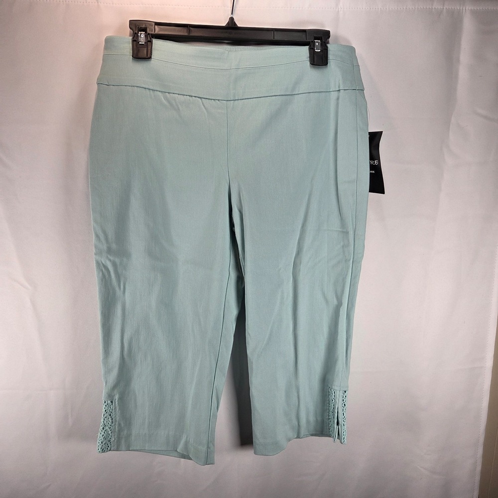 Attyre New York Womens Pull On Flat Front Stretch Coastal Capri Pants Blue Sz 6